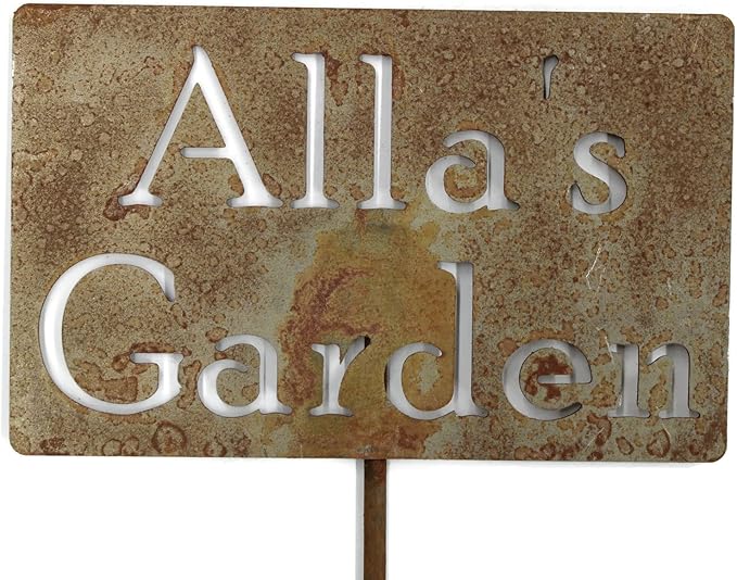 Classic Metal Garden Markers Clearance Items 20 to 33 Inches Tall (Alla's Garden 21", Naturally Rusted)