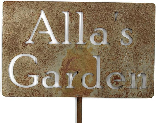 Classic Metal Garden Markers Clearance Items 20 to 33 Inches Tall (Alla's Garden 21", Naturally Rusted)