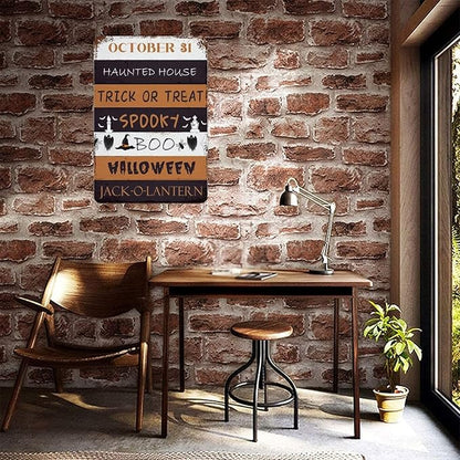 October 31 Happy Halloween Trick Or Treat Be Ware Spooky Ghost Aluminum Tin Metal Sign for Indoor Outdoor Business Retail Store Patio Yard Home Decor Wall Art Print Poster 12"x18"