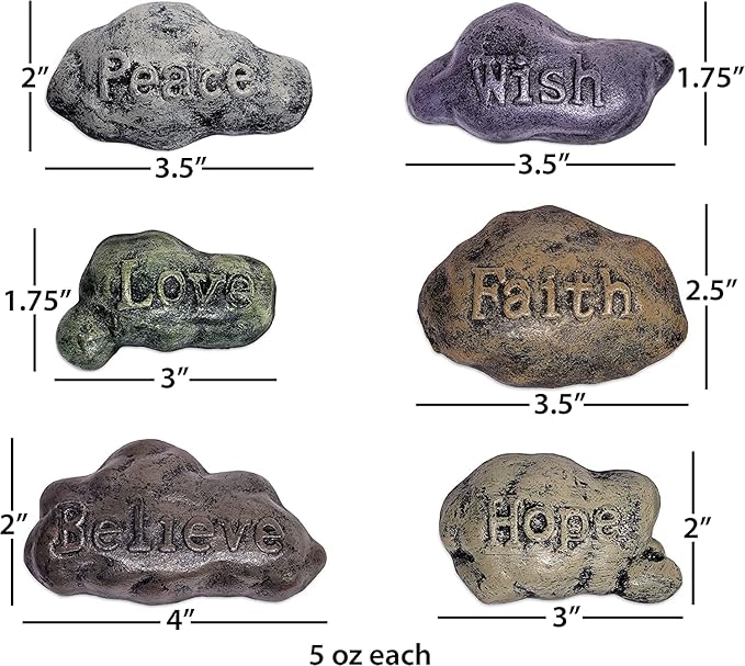 Lulu Decor, 100% Cast Iron Fairy Sayings Stepping Stones Garden Decor Fairy Garden Accessories (Set of 6)