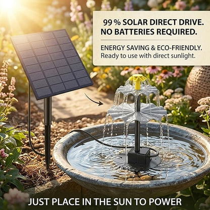 Solar Bird Bath Fountains with Multi Tiered Flower Waterfall Solar Powered Water Pump Ideal for Garden Pond Outdoor Decor