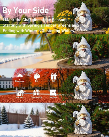 Leverse Whimsical Garden Gnome Statue with Shovel - 5.9 Inch Resin Outdoor Decor, Waterproof White Figure for Yard & Patio (Shovel)