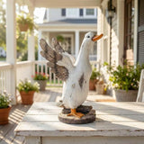 12" Real Farm Porch Duck Statue, Resin Large Lawn Yard Porch Goose, Whimsical Outdoor Decor Gift Idea, Concrete Porch Goose Perfect for Garden, Patio, Backyard - Durable & Weather-Resistant
