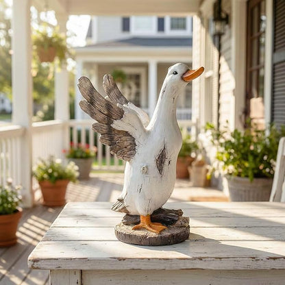 12" Real Farm Porch Duck Statue, Resin Large Lawn Yard Porch Goose, Whimsical Outdoor Decor Gift Idea, Concrete Porch Goose Perfect for Garden, Patio, Backyard - Durable & Weather-Resistant