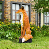 GENUINQ Sitting Fox Large Size Decorative Statue Outdoor Wit Fox Orange and White Cute Sculpture for Garden,Patio,Lawn Fox Fable Figurine