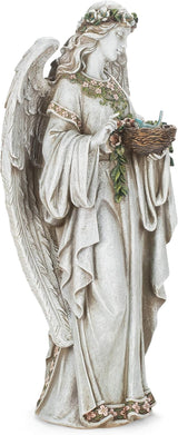 Joseph's Studio by Roman 24-Inch Angel Holding Bird's Nest Statue – Outdoor Garden Decor, Religious Angel Figurine for Yard, Memorial, or Cemetery