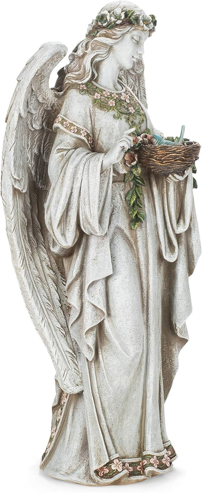 Joseph's Studio by Roman 24-Inch Angel Holding Bird's Nest Statue – Outdoor Garden Decor, Religious Angel Figurine for Yard, Memorial, or Cemetery