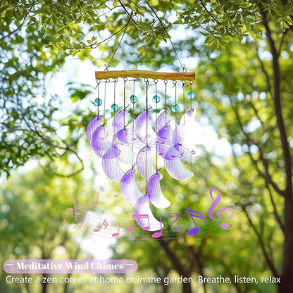 H&D HYALINE & DORA 19" Glass Wind Chimes Hanging for Outside Glass Moon Wind Chimes Garden Outdoor Porch Decor, Windchimes Gift for Women, Mom, Grandma