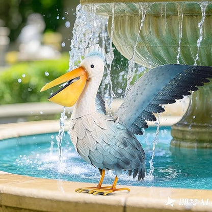 Ratuor Metal Pelican Garden Statue Outdoor Decor, Metal Yard Art Decoration Coastal Bird Garden Decor Lawn Ornament for Porch Patio