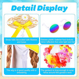 DECOHS 4 Pcs/Set Hawaiian Porch Goose Outfits, Summer Lawn Goose Statue Clothes Costume, 23"/ 17" Patio Goose Decor Hawaiian Wreath Straw Hat with Glasses Wig for Luau Party Outdoor Garden Yard Decor