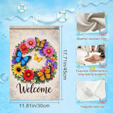IVN Butterfly Garden Flag 12x18 Inch – Welcome Floral Wreath Outdoor Flag, Double Sided Burlap Spring Summer Yard Flag for Porch Lawn Patio Decor