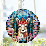Llama Wind Spinner, Llama Stained Glass Wind Spinner, Wind Sculpture Llama Wind Spinners for Garden Patio Yard Decor