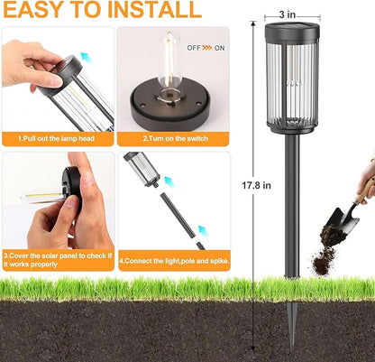 EXCMARK 2 Pack Outdoor Solar Lights Waterproof for Yard Garden Walkway Pathway Lawn Decorative Contemporary Landscape Lighting. (Warm White Light, 2)