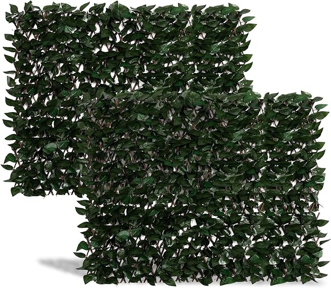 DOEWORKS Expandable Fence Privacy Screen for Balcony Patio Outdoor, 2PCS Faux Ivy Fencing Panel for Backdrop Garden Backyard Home Decorations