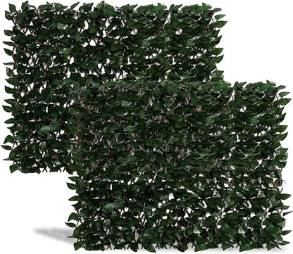 DOEWORKS Expandable Fence Privacy Screen for Balcony Patio Outdoor, 2PCS Faux Ivy Fencing Panel for Backdrop Garden Backyard Home Decorations