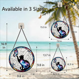Stained Glass Sun Catcher,Cat and Butterfly Glass Window Hanging Garden Decor,Sun Catchers Indoor Window,Whimsical Decoration for Home Backyard Patio Lawn Porch with 7.9 INCH