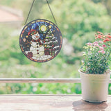 Stained Glass Sun Catcher,Christmas Snowman Glass Window Hanging Garden Decor,Sun Catchers Indoor Window,Whimsical Decoration for Home Backyard Patio Lawn Porch with 6.3 INCH