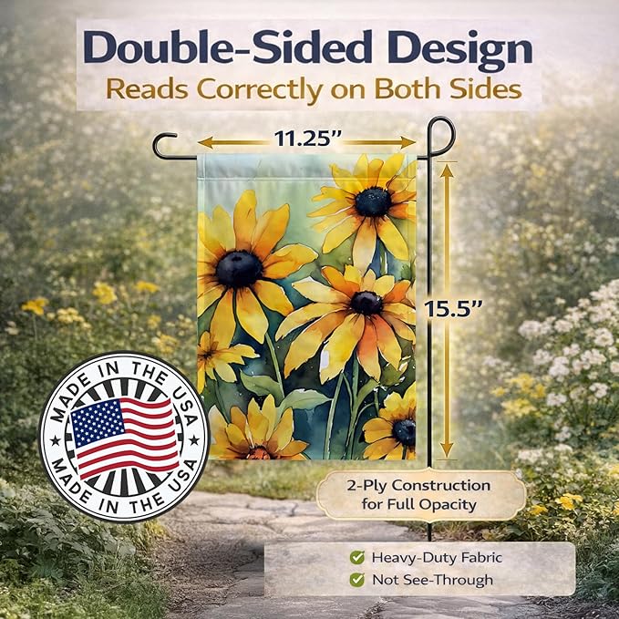 Caroline's Treasures Maryland Black-Eyed Susans in Watercolor Garden Flag Mailbox Flag Decorative Yard Flag Banner Outside Patio Artwork Yard Flower Beds, Garden Size, Multicolor