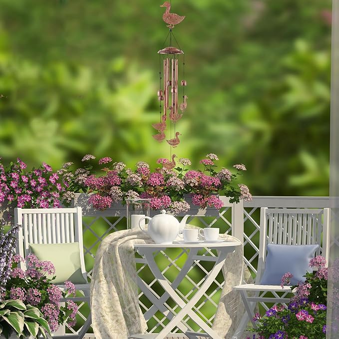 Marsui Wind Chimes for Outdoor Garden Decor, Mushroom Duck Pentagram Yard Decoration, Cute Small Wind Chimes for Garden Lovers, Housewarming Gifts for Women Mom (Duck Style)
