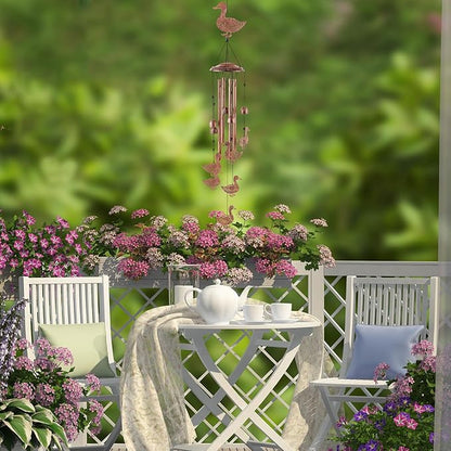 Marsui Wind Chimes for Outdoor Garden Decor, Mushroom Duck Pentagram Yard Decoration, Cute Small Wind Chimes for Garden Lovers, Housewarming Gifts for Women Mom (Duck Style)