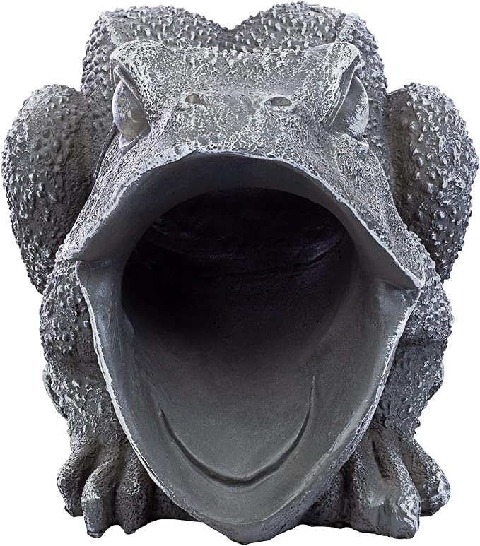 Design Toscano QM7512081 Garden Frog Decorative Object, Grey Stone