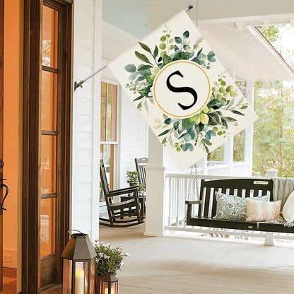 AVOIN colorlife Monogram Letter S Floral House Flag 28x40 Inch Double Sided Outside, Family Last Name Initial Yard Outdoor Decoration