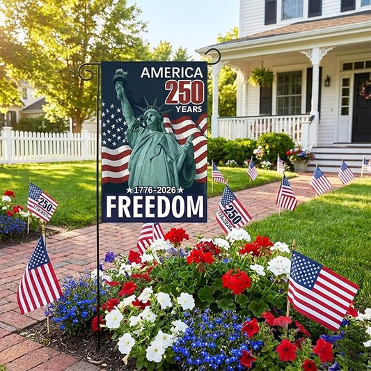 TOPFLAGS 250 Anniversary USA Flag Garden Flags 1776-2026 Double Side 12x18 Inch for Outside American Patriotic Banner with Freedom