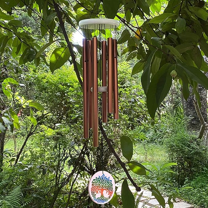 FONMY Wind Chimes Outdoor with Colorful Tree of Life Symbol Memorial Windchimes for Loved One Great Wind Chime Gifts 33 inches Copper Color Garden Home Yard Hanging Decor