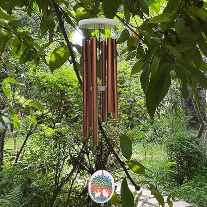 FONMY Wind Chimes Outdoor with Colorful Tree of Life Symbol Memorial Windchimes for Loved One Great Wind Chime Gifts 33 inches Copper Color Garden Home Yard Hanging Decor