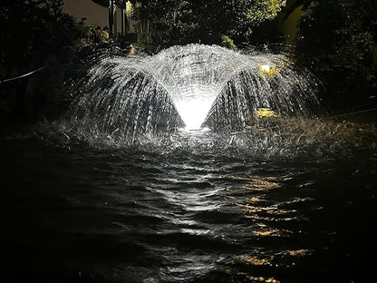 Pond Fountain Aerator,10000 GPH, 8 White LED Lights, Constant and Gradient Dual Modes,time Controller.35’ Power Cord, Classic Crown Spray Pattern 4’x10’for Pond, Lake, Swimming Pool& Water Garden