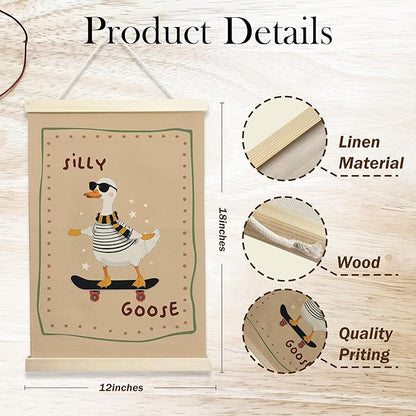 NQDWX Trendy Silly Goose Hanging Flag - Whimsical Animal Wall Decor for Kids Room, 12x17 Inch Playful Nursery Banner, Unique Gift for Teens & Goose Lovers. (147)