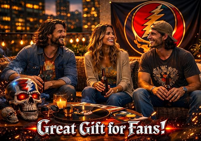 3x5 Feet Grateful Dancing Bears Dead Polyester Flags with 4 Grommets - Skull Single Sided Flag Wall Decor For Outdoor/Indoor Room Man Cave - US Black Boat Flags or Banners Man Cave Skull Funny