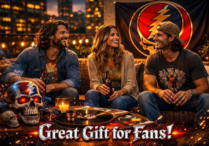 3x5 Feet Grateful Dancing Bears Dead Polyester Flags with 4 Grommets - Skull Single Sided Flag Wall Decor For Outdoor/Indoor Room Man Cave - US Black Boat Flags or Banners Man Cave Skull Funny