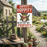 Frog Decor Funny Yard Sign Hippity Hoppity Get Off My Property Outdoor No Trespassing Warning Signs for Door Yard 8x12 Inch