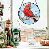 Stained Glass Window Hanging Cardinal Birds 7.8" - Suncatcher Door Garden Sun Catcher Home Decor Christmas Birthday for Bird Lovers Woman Her Nana Wife Men Mom
