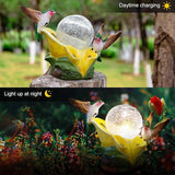 Solar Garden Statue Hummingbird Figurine - Hummingbird Flower Carry Magic Orb Solar LED Lights for Outdoor Statue Decoration for Patio, Balcony, Yard, Lawn Ornament