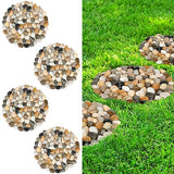 River Rock Stepping Stones Outdoor for Garden Walkway, 10 inch Diameter 4 Pcs Round Shape Paver Step Stones Polished Pebble River Stone Mat for Yard Lawn Patio Pathway Walk Way - Multi-color