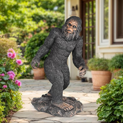 Garden Statues Bigfoot Yard Decor - Grandpa Yeti Large Lawn Products Life Size Sasquatch Figurine Resin Tall Outdoor Sculpture for Outside Decorations Patio Front Porch