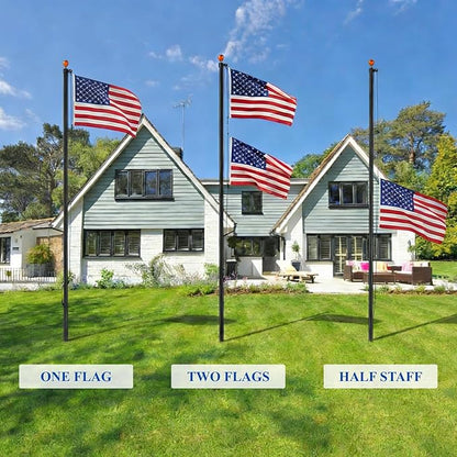 PHITRIC 11 Gauge Heavy Duty Flag Pole Kit, 25FT Extra Thick Aluminum Flagpole for Outside in Ground, with 3x5 American Flag, Residential or Commercial Use, 120 MPH Wind Resistant
