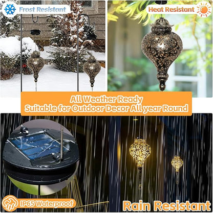 Solar Lanterns Outdoor Waterproof, Garden Decor for Yard, Moroccan Hanging Lantern Solar Garden Lights Decorations for Patio Lawn Porch Outside Decorative Christmas Birthday Gift Mom Grandma Women