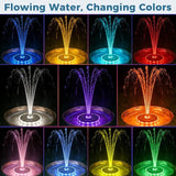 Solar Fountain for Bird Bath with Colorful LED Lights, Floating Solar Fountain, 3W Solar Powered Water Fountain Pump with Strong Spray & 5 Nozzles for Garden, Pond, Pool, 23 LED Lights