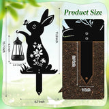 Bunny Solar Garden Stakes, Rabbit Silhouette Decorative with Solar Lantern, Metal Garden Easter Decoration for Yard,Lawn,Pathway