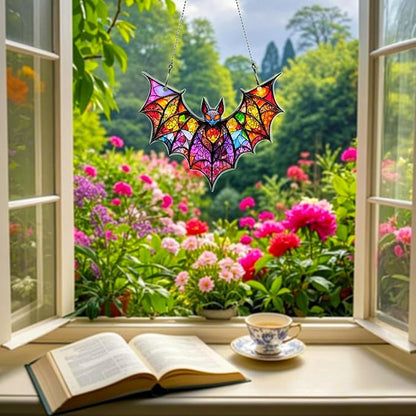 Bat Halloween Ornaments Colorful Window Hanging Decorations Home Wall Decor for Indoor Outdoor
