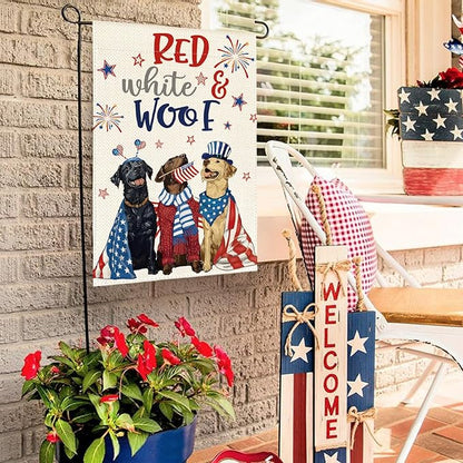 AVOIN colorlife Patriotic 4th of July Dogs Garden Flag 12x18 Inch Double Sided, Memorial Day Independence Day American Stars and Stripes Yard Outdoor Decoration