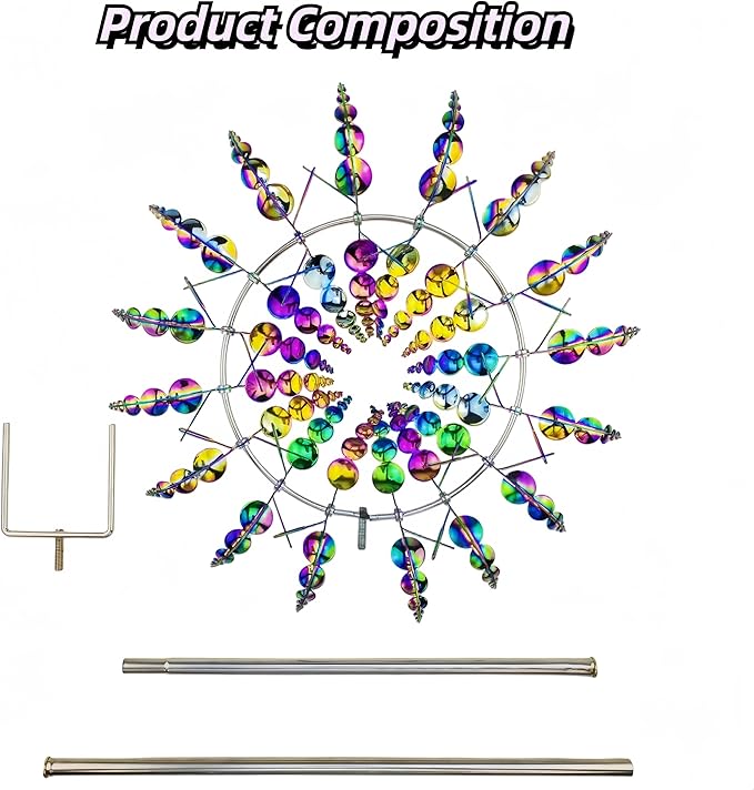 Outdoor Metal Wind Spinner for Yard and Garden,Shirem Magical Metal Windmill for Backyards,Wind Kinetic Sculpture,Wind Spinners Outdoor Clearance,Shirem Wind Spinner,12 inches *36 inches, Colorful