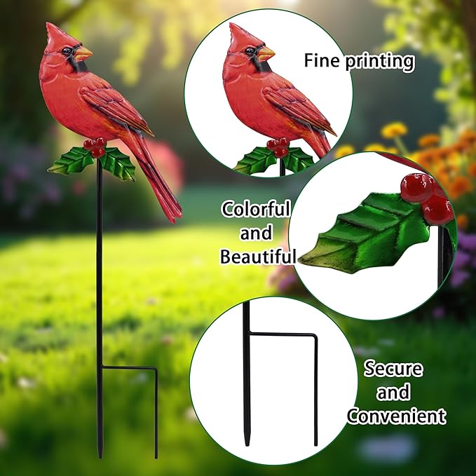 5 Pack Birds Metal Decorative Garden Stakes - 20 Inch Shaker Patio Decor Art and Rust Resistant Metal Garden Decor for Indoor and Outdoor Decor - Perfect for Patio and Lawn Ornaments