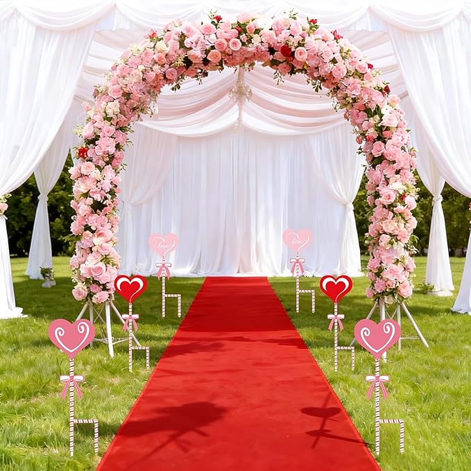 3 Pcs 24" H Valentine Yard Signs 5.9 * 6.6inch Metal Heart Valentine's Day Metal Garden Stakes Valentines Love Heart Outdoor Decorations for Patio Lawn Planter Pot Pathway Walkway Wedding Decor