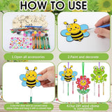 JellyArch 30 Pcs Spring Wind Chime Making Kit, DIY Wooden Spring Insect Craft Wind Chimes with Paint & Stickers, Craft Activity Creative for Church Party Windows Decoration