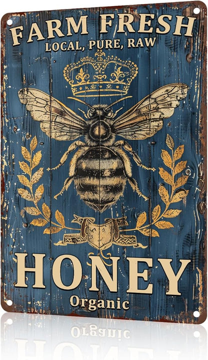 Farm Fresh Bee Honey Vintage Wall Decor Garage Home bar Wall Decoration gift 8 x 12 Inch