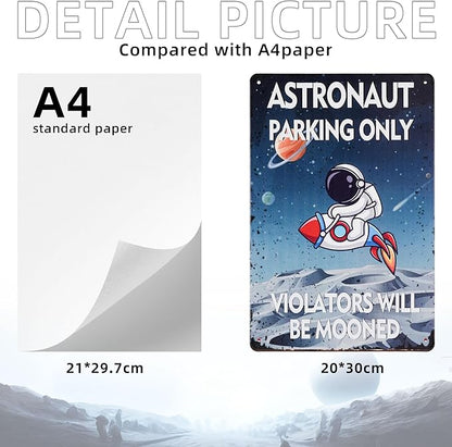 ASTRONAUT PARKING ONLY Poster Sign Decorative Signs Fun Metal Signs for Boys Space Themed Room Wall Decor Gifts for Teen Kids (Color10)